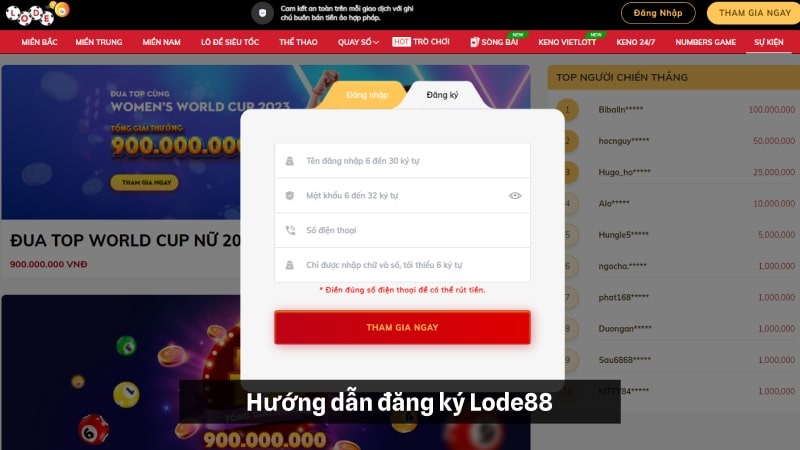 Khi đăng ký tài khoản Lode88 bạn có thể lấy lại được mật khẩu nếu quên